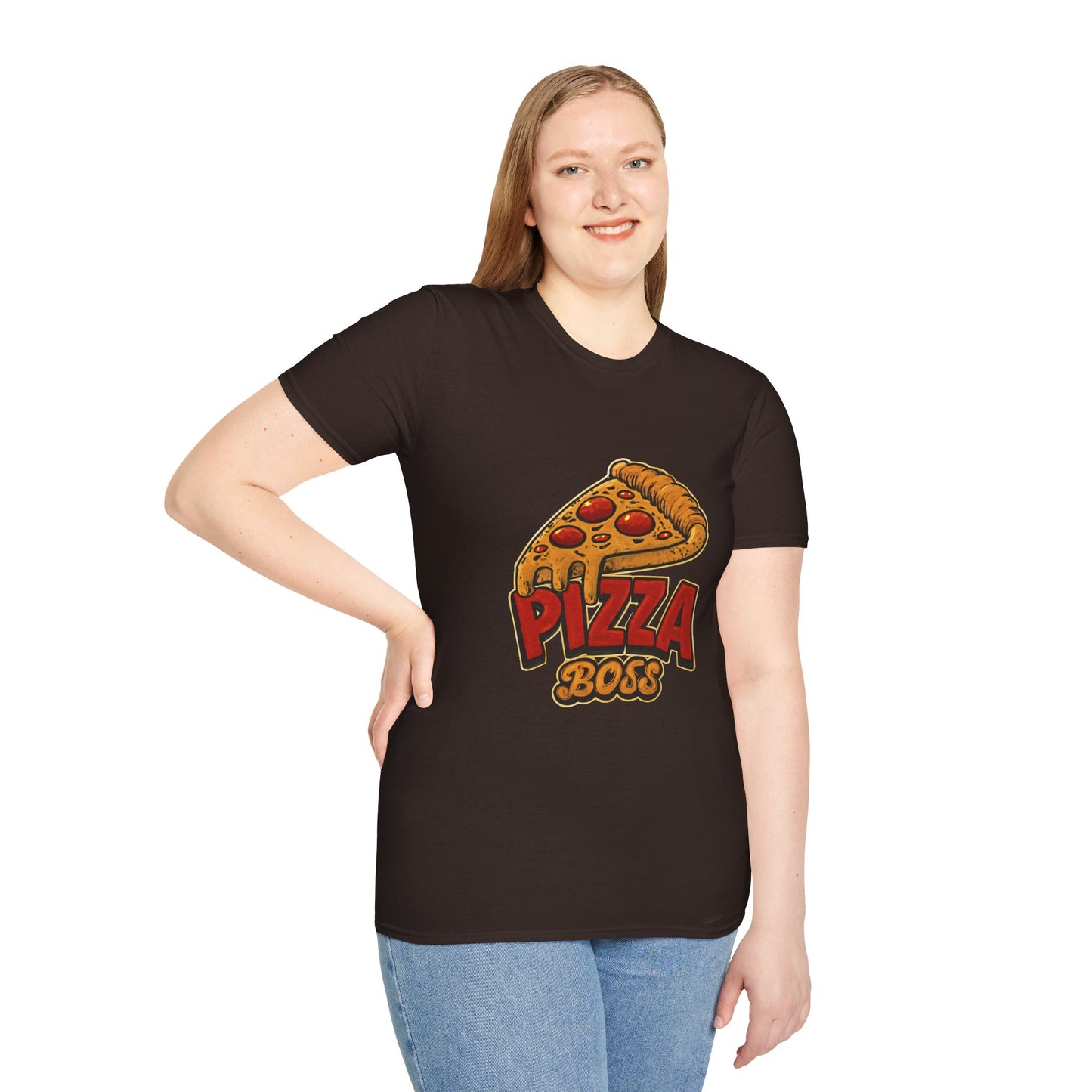 Pizza Boss Unisex Softstyle T-Shirt - Fun Foodie Gift, Casual Wear, Kitchen Enthusiast, Birthday Present, Pizza Lover Apparel
