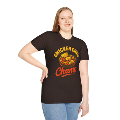 Chicken Chili Champ T-Shirt, Funny Cooking Shirt, Unisex Graphic Tee, Gift for Food Lovers, Casual Wear, Kitchen Humor